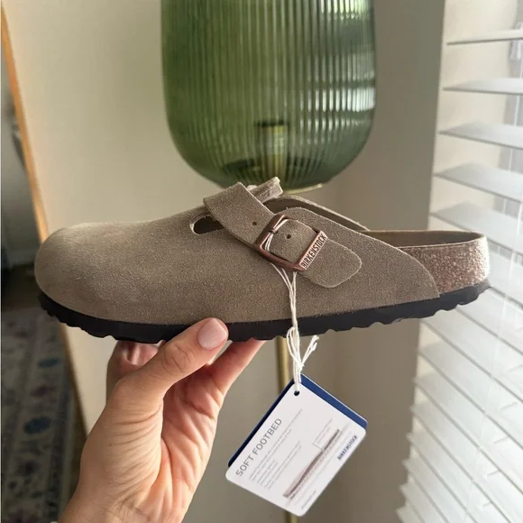 Birkenstock Boston Suede Clog in Taupe (Size 8.5) - Picture 2 of 9